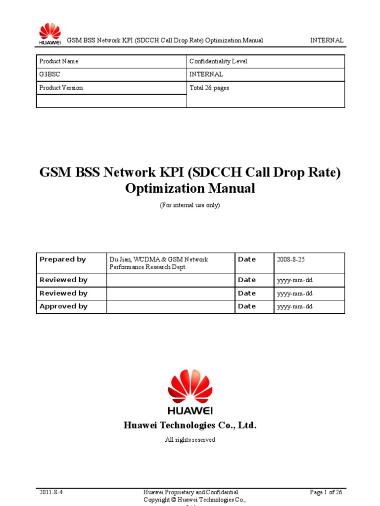 02 GSM BSS Network KPI (SDCCH Call Drop Rate) Optimization Manual | PDF ...