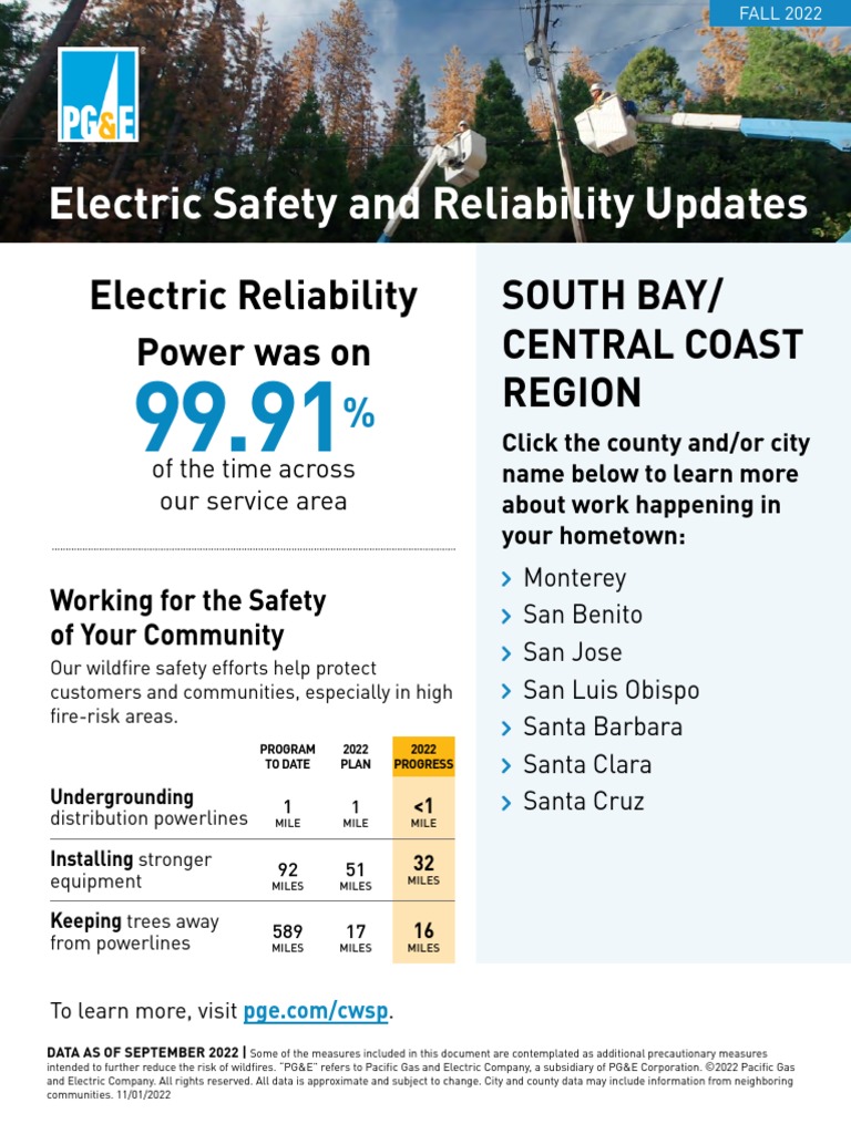 PGE Safety and Reliability Updates South Bay Central Coast 20220815 PDF Pacific Gas And