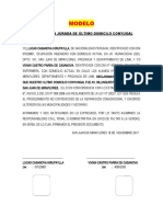 Declaración jurada último domicilio conyugal