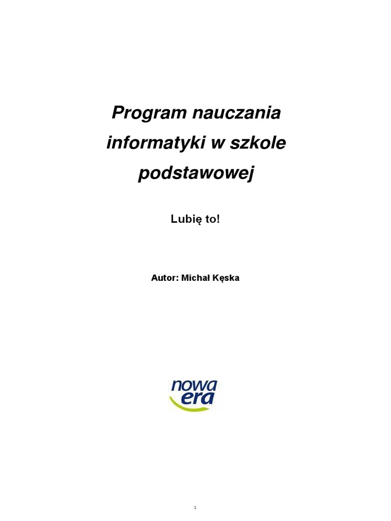 Program Nauczania Informatyki W Szkole Podstawowej Wsip