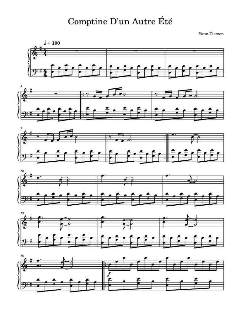 Yann Tiersen Comptine Pdf Comptine D un Autre t NZNE