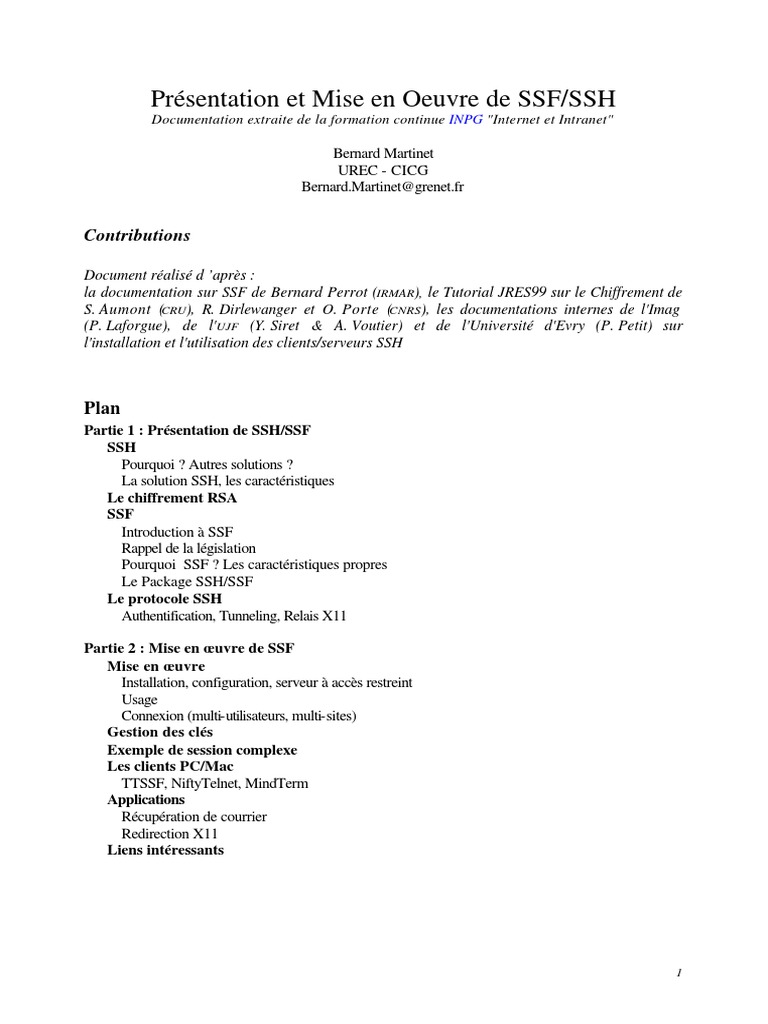 Introduction au format SSF et SSH | PDF | Enveloppe de protection ...
