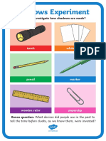 Science Light and Shadows Investigation Prompt Display Poster