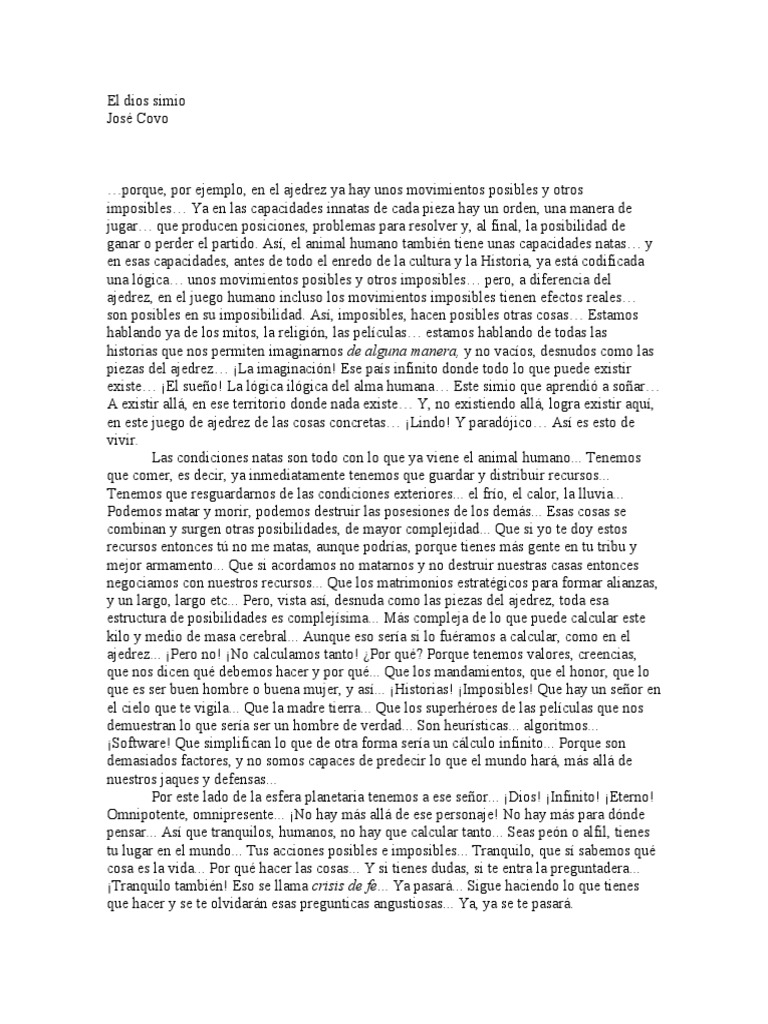 La lógica del simio y la existencia humana | PDF | Ajedrez