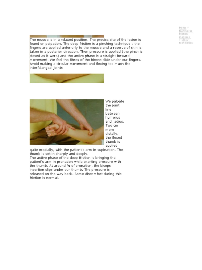 Deep Transverse Friction Techniques | PDF | Elbow | Anatomical Terms Of ...