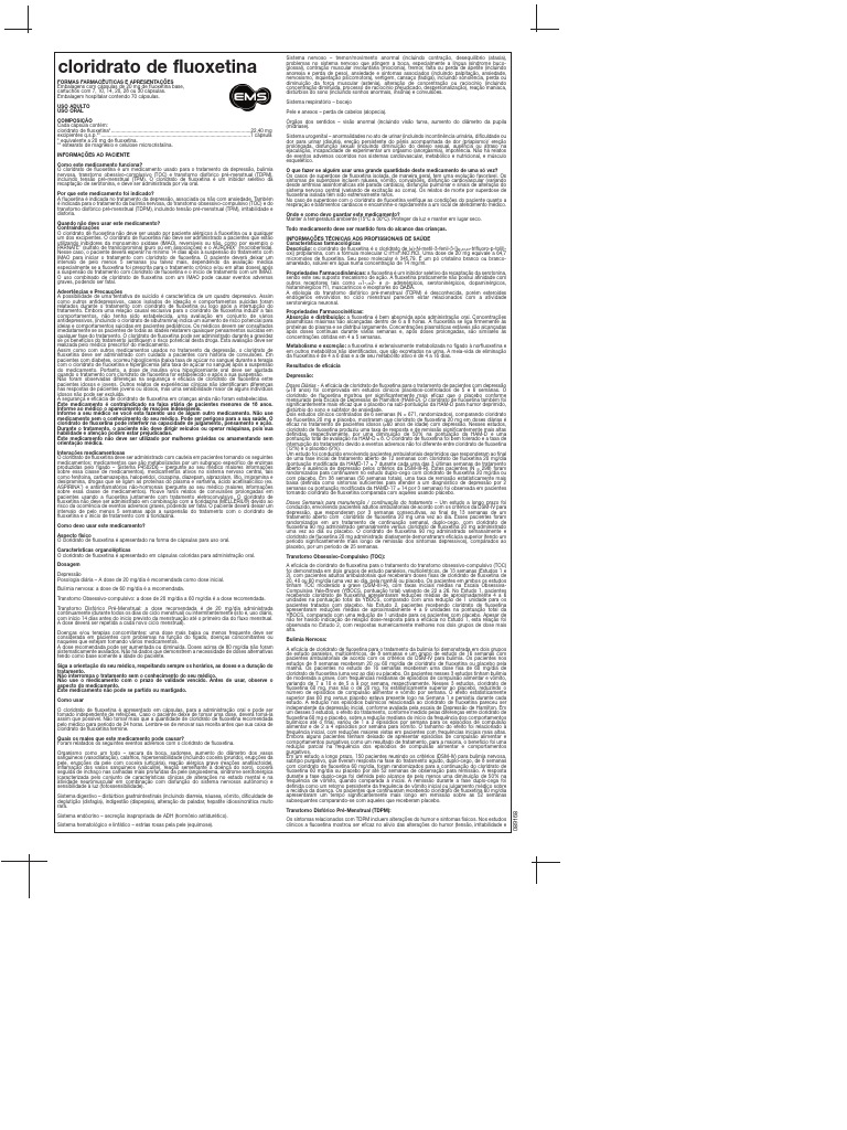 Bula Cloridrato de Fluoxetina 10070 1299 | PDF | Depressão | Antidepressivo