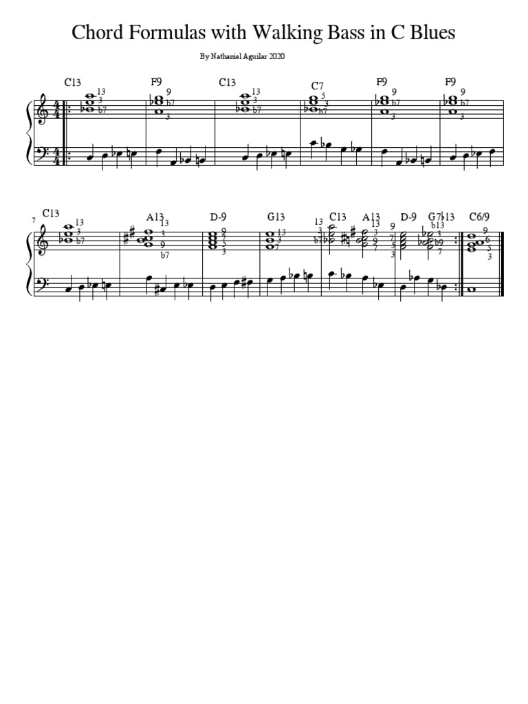 Chord Formulas Blues in C, by Nathaniel Aguilar | PDF | Elements Of ...
