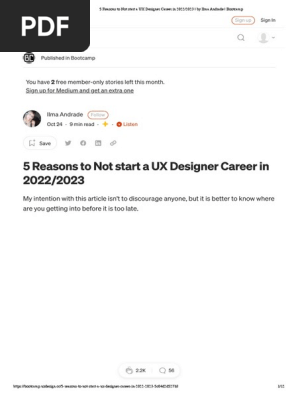 5 Reasons to Not start a UX Designer Career in 2022_2023 _ by Ilma Andrade _ Bootcamp