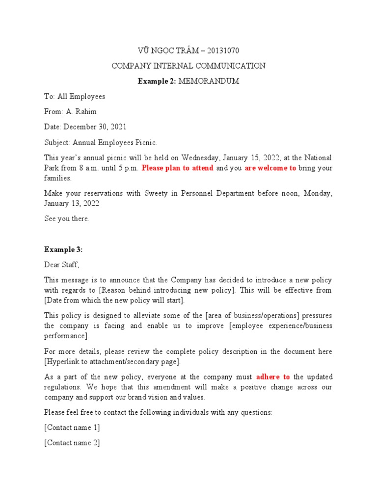 Internal Communication + Email | PDF | Hanoi | Vietnam