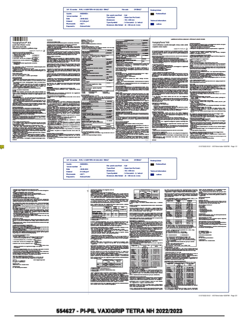 PI PIL VaxigripTetra NH 2022 2023 PDF Influenza Vaccine Influenza