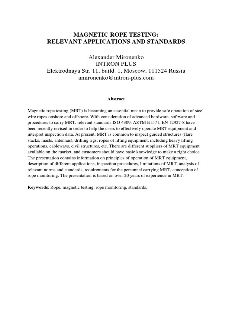 Magnetic Rope Testing Standards & Applications | PDF | Rope | Wire