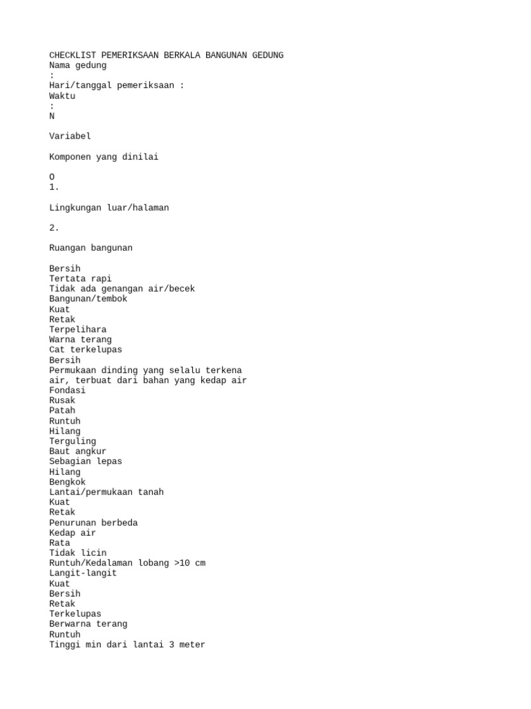 pemeriksaan kondisi bangunan rumah