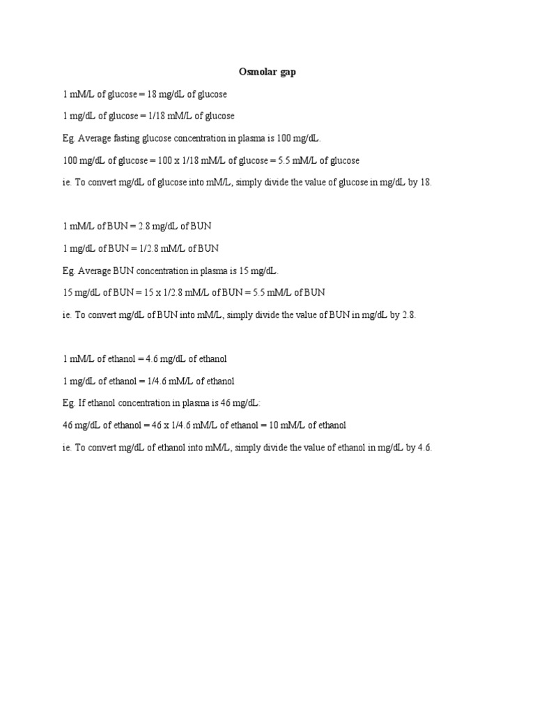 Osmolar Gap PDF Clinical Medicine Chemistry