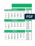 2022 Green Calendar With Timetable1