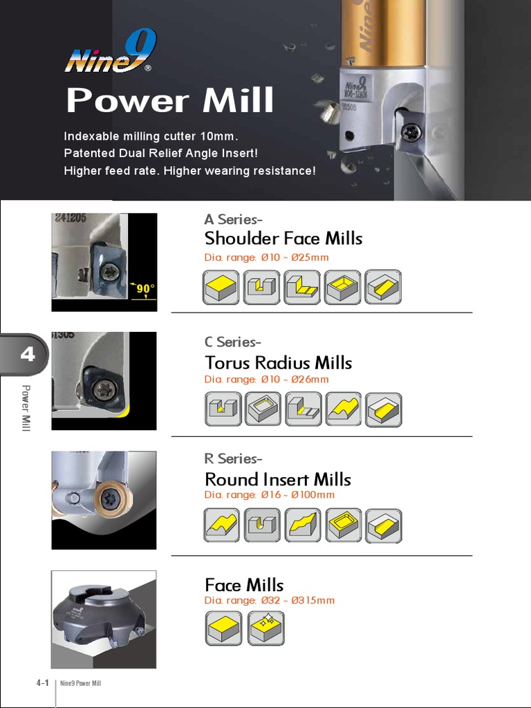 Nine9 Indexable Milling Cutter | PDF | Steel | Metals