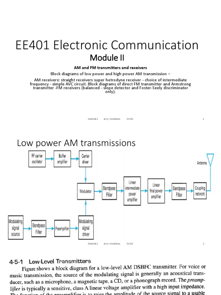 Block Diagrams and Working Principles of AM Transmitters and Receivers