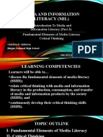1. Introduction to MIL (Part 3)- Elements of Media Literacy and Critical Thinking