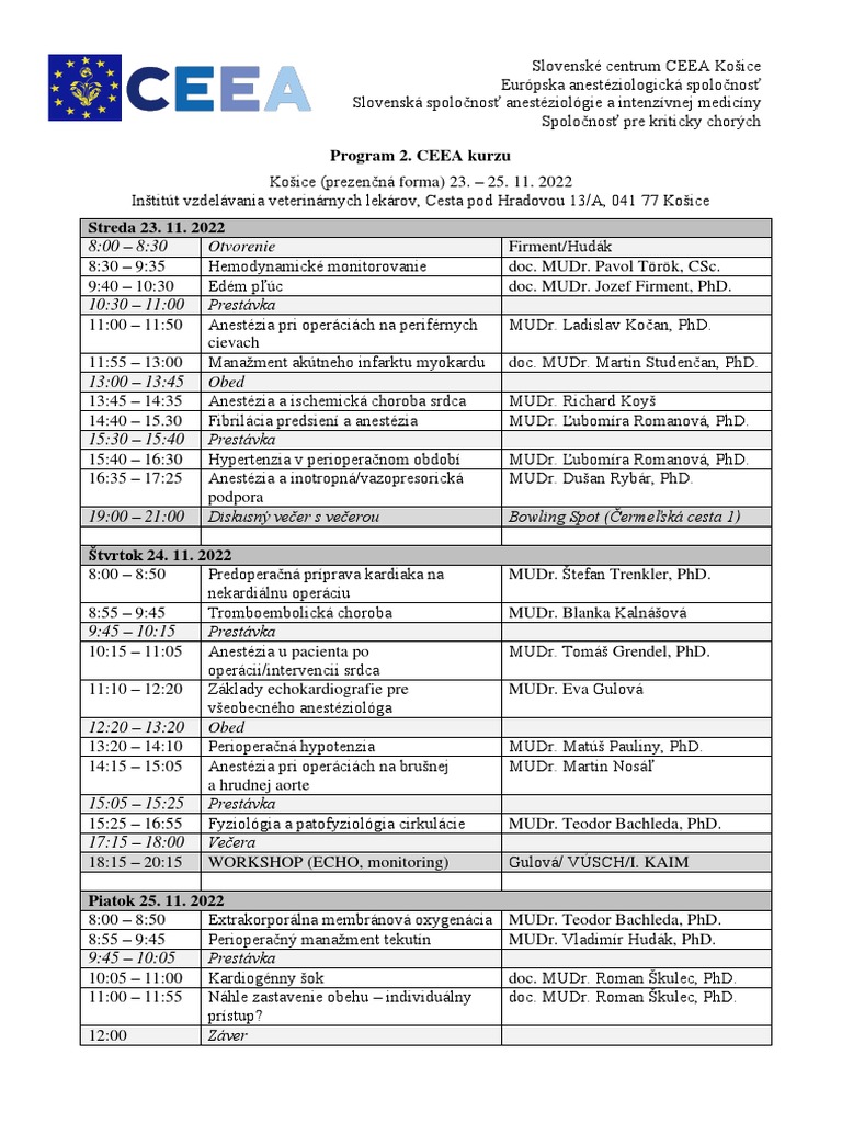 Program - 2 - CEEA - Kurzu - 2022 Prednášatelia Definitívny 22 - 11 ...