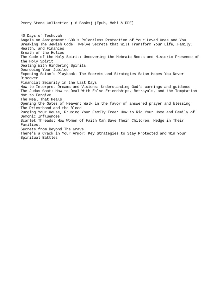 Perry Stone's Spiritual Warfare Collection | PDF