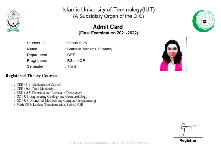 Image Result For Final Admit Card