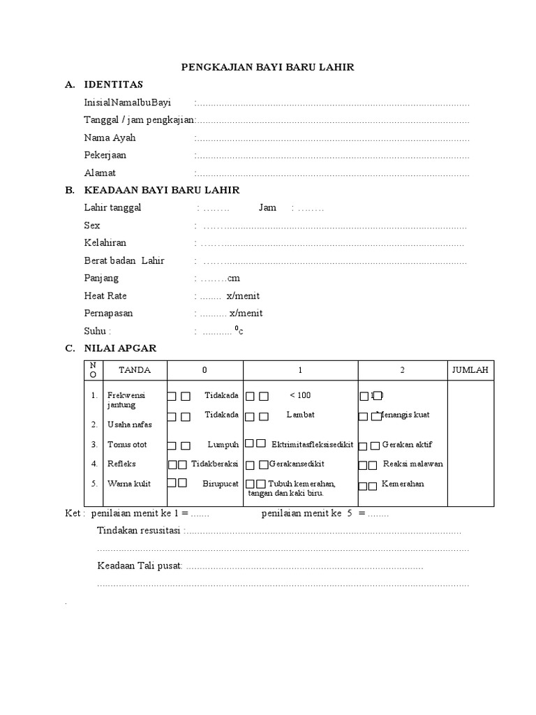 Pengkajian Bayi Baru Lahir | PDF