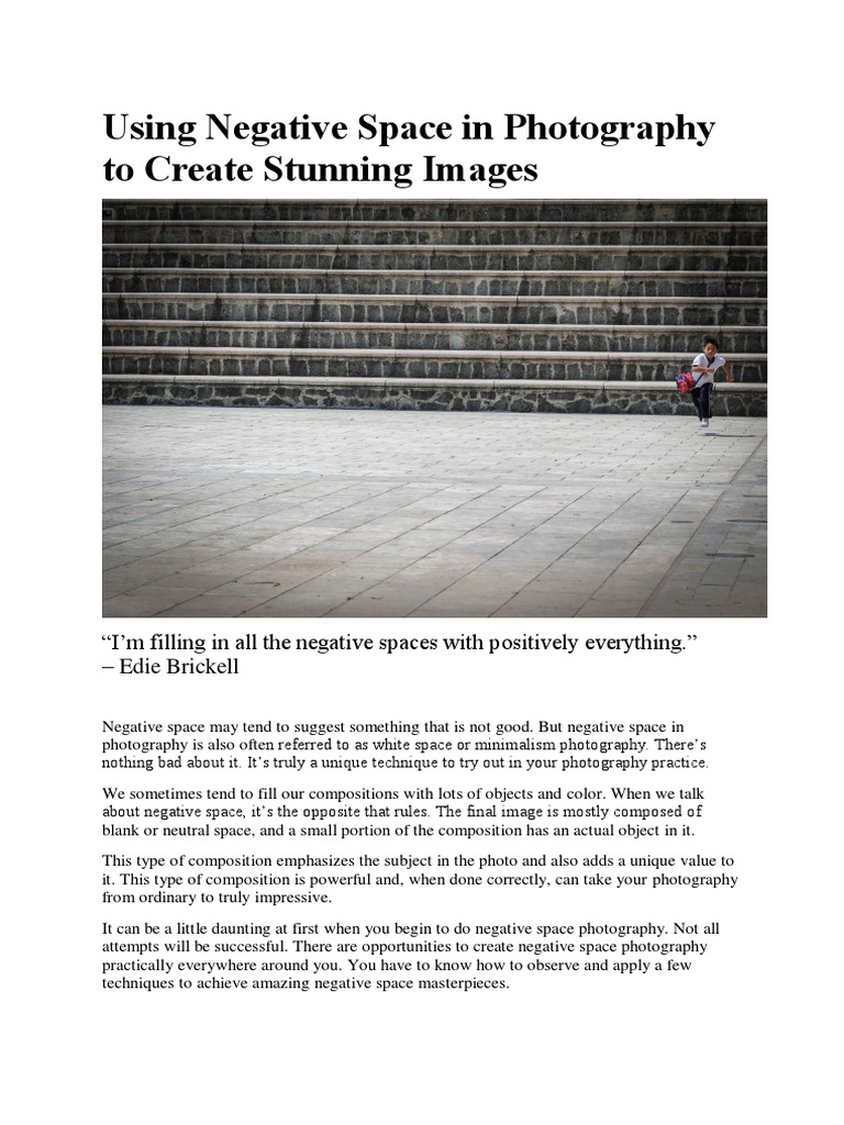 Using Negative Space in Photography To Create Stunning Images | PDF