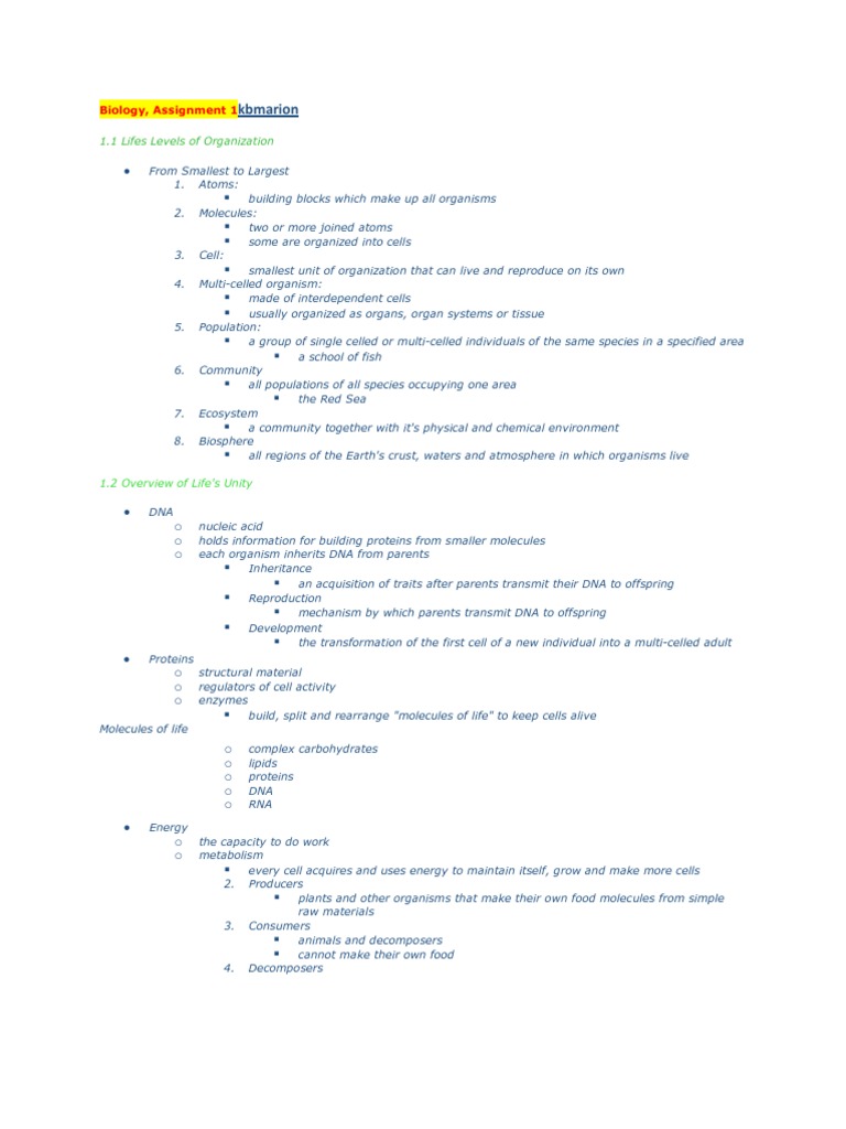 Biology Class Notes | PDF | Self-Improvement