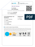 Certificado de Verano: Villa Yacanto, Córdoba Del 31/12/2020 Al 02/01/2021