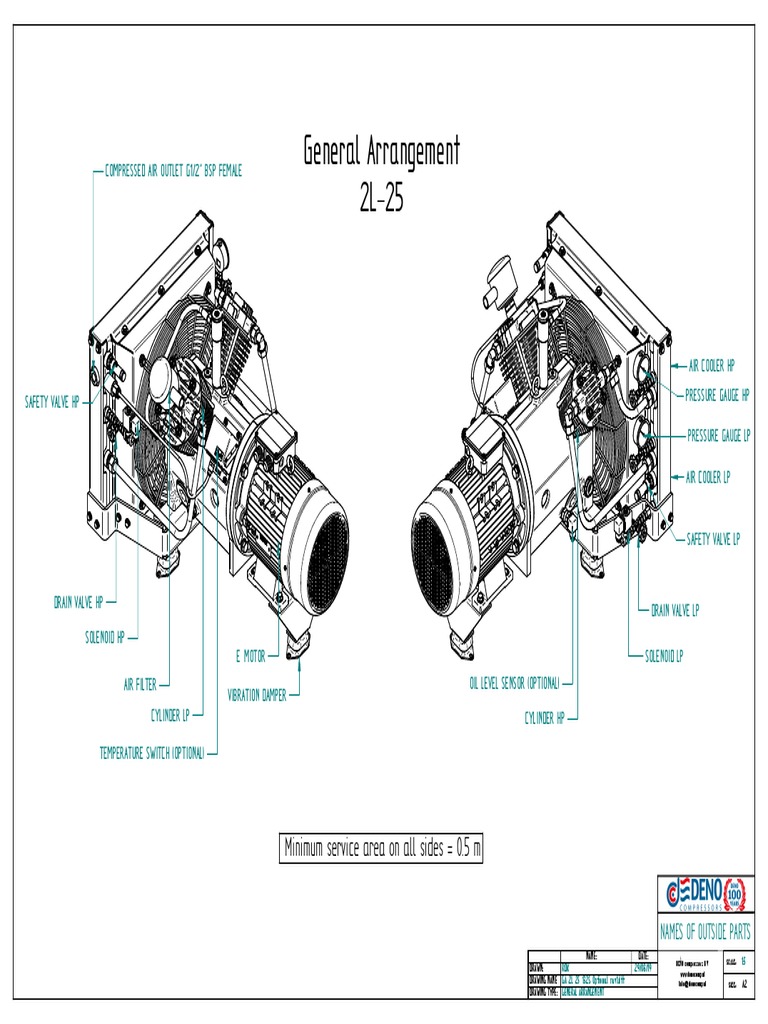 General Arrangement of Air Compressor | PDF | Valve | Mechanical ...