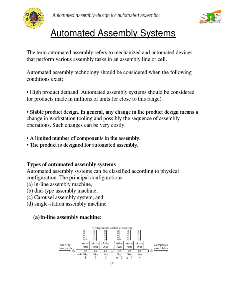 Automated Assembly Systems PDF Automation Machines