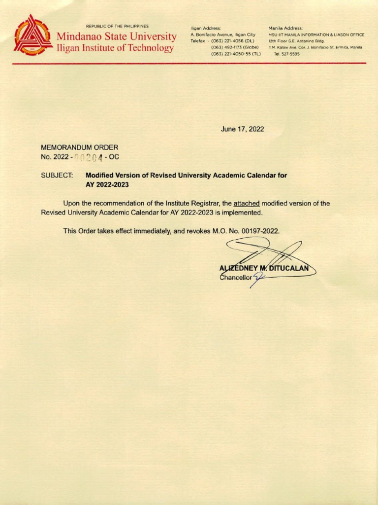 MO 00204 2022 Modified Version of Revised University Academic Calendar
