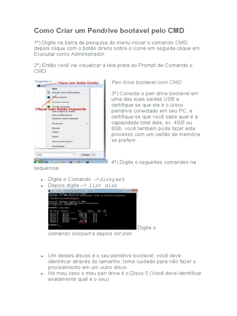 Como criar um pendrive bootável pelo CMD para instalar o Windows 7 ...