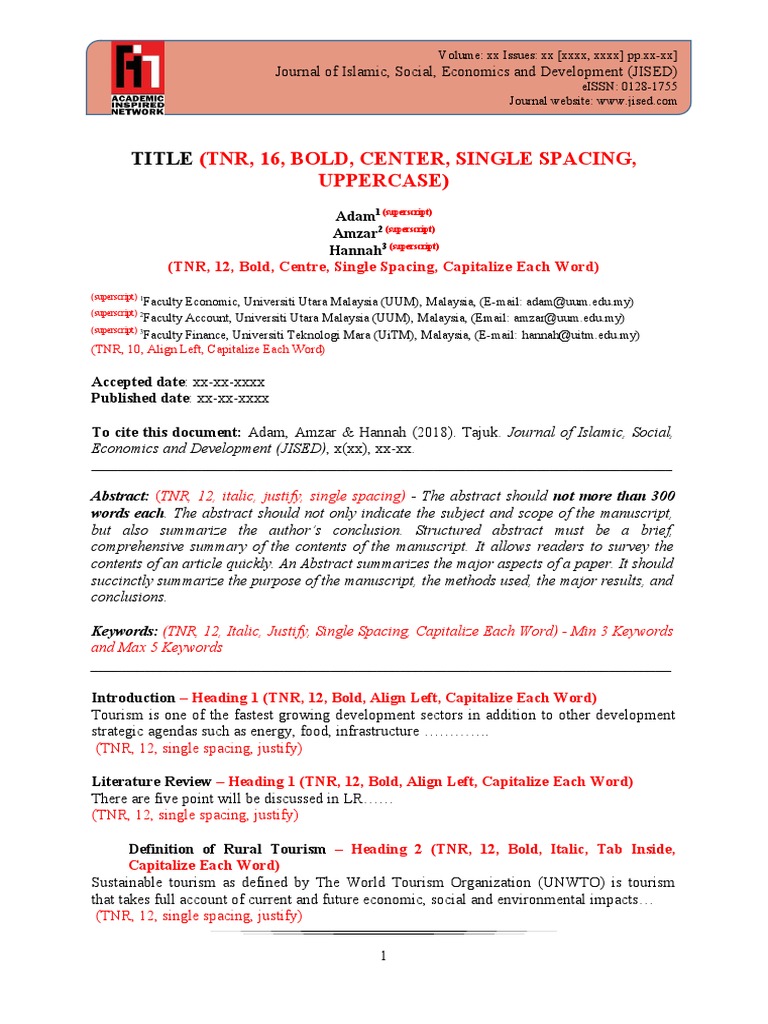 Guidelines for JISED Manuscript Submission | PDF | Economies