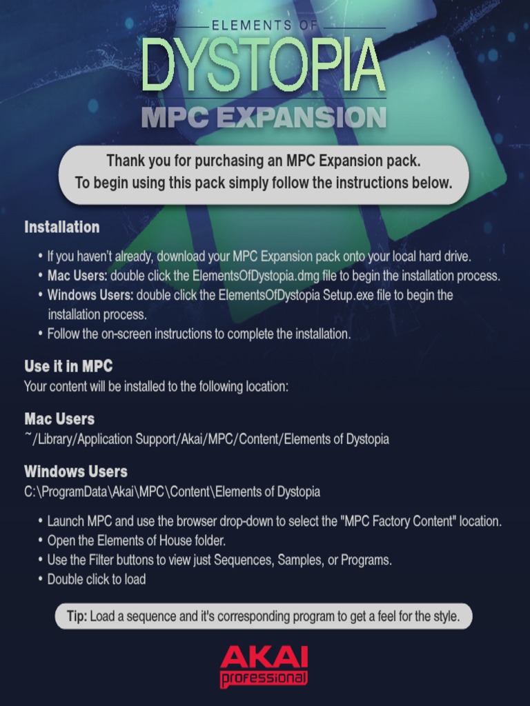Install Elements of Dystopia MPC Pack | PDF