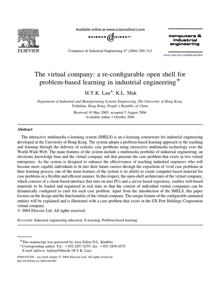 The Virtual Company A Re Configurable Open Shell For Problem Based 