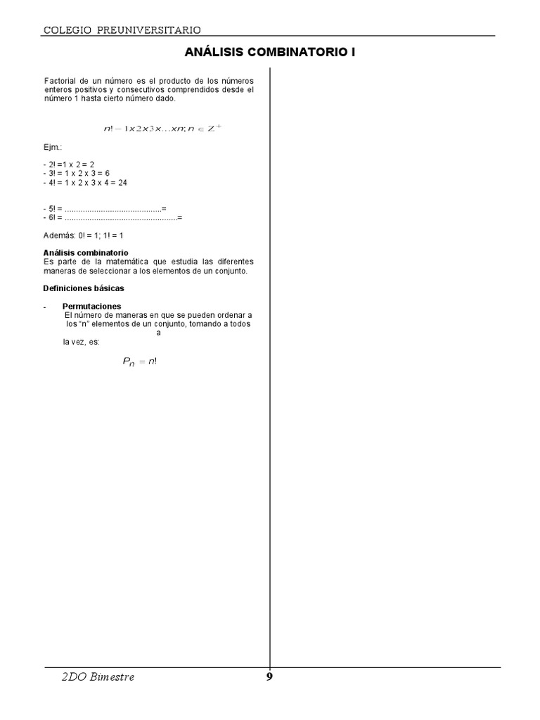 Analisis Comibnatorio I | PDF | Combinatoria | Conceptos matemáticos
