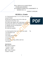 Answer Key CBSE Sample Papers For Class 6 English SA 2