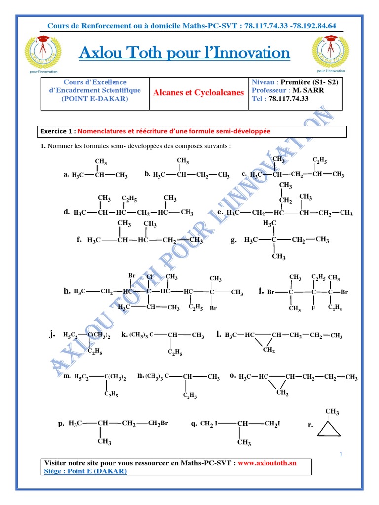 Monochloration des Alcanes en Chimie | PDF | Alcane | La combustion