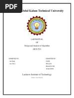 Design and Analysis of Algorithm (Lab)