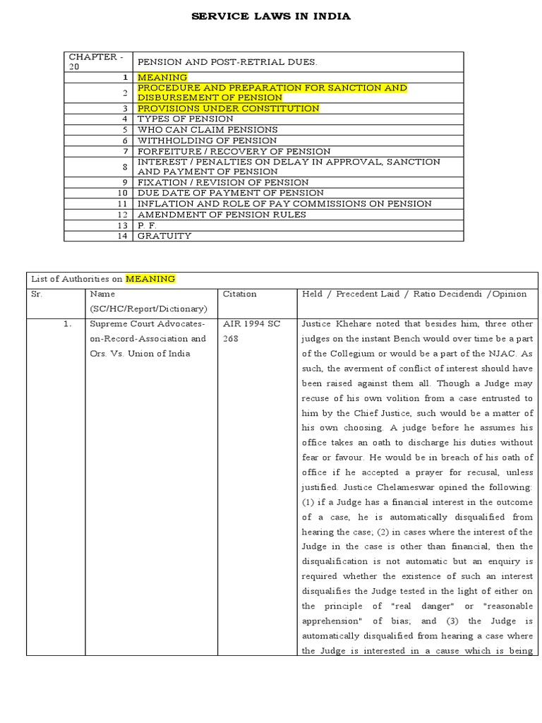 Pension Regulations in Indian Service Law | PDF | Judicial Review ...
