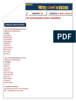 Registro de Atividades para Caderno: 1º ANO 30 19/09 A 23/09