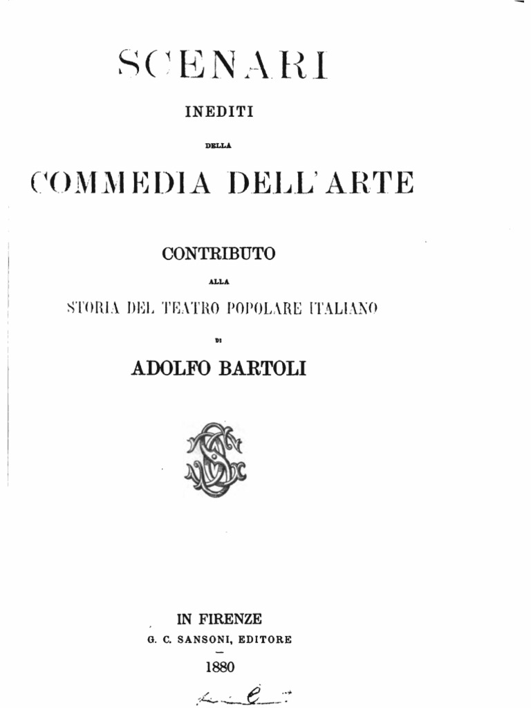 Scenari Inediti Della Commedia Dell Arte