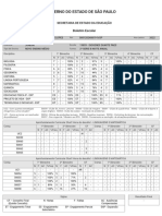 Boletim Escolar com notas e frequência de aluna