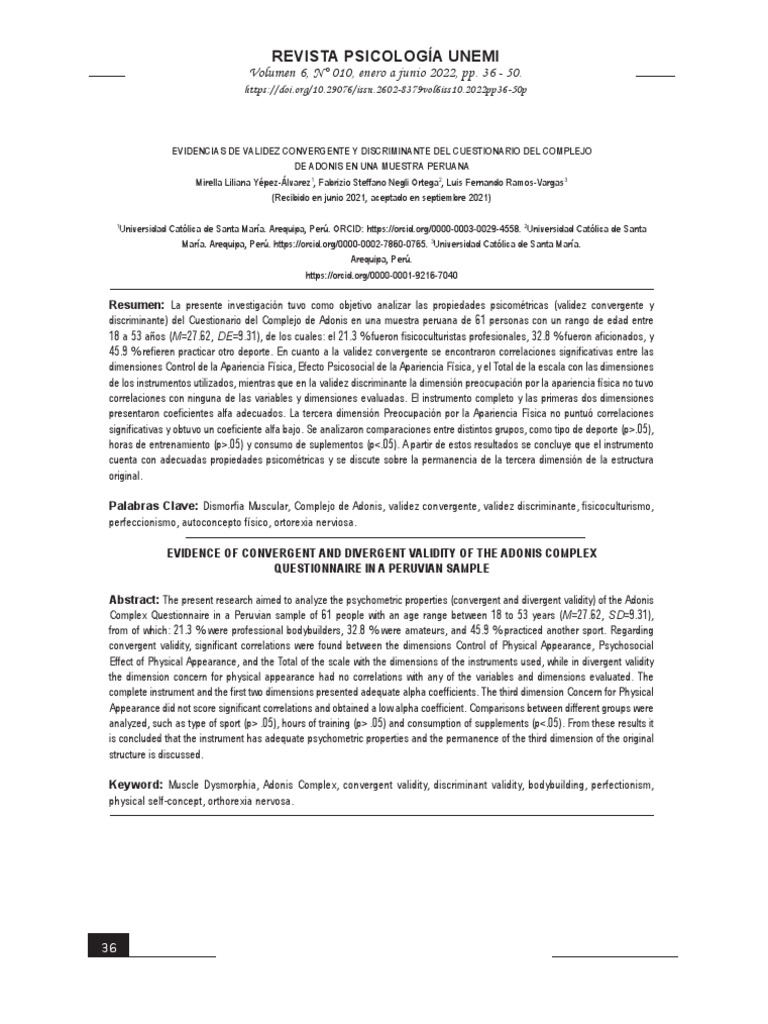 Complejo Adonis | PDF | Validez (Estadísticas) | Percepción