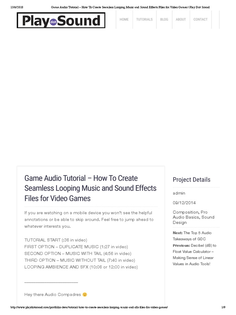 LOOPS How To Create Seamless Looping Music and Sound Effects Files