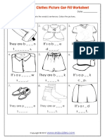 Clothes Picture Gap Fill Worksheet