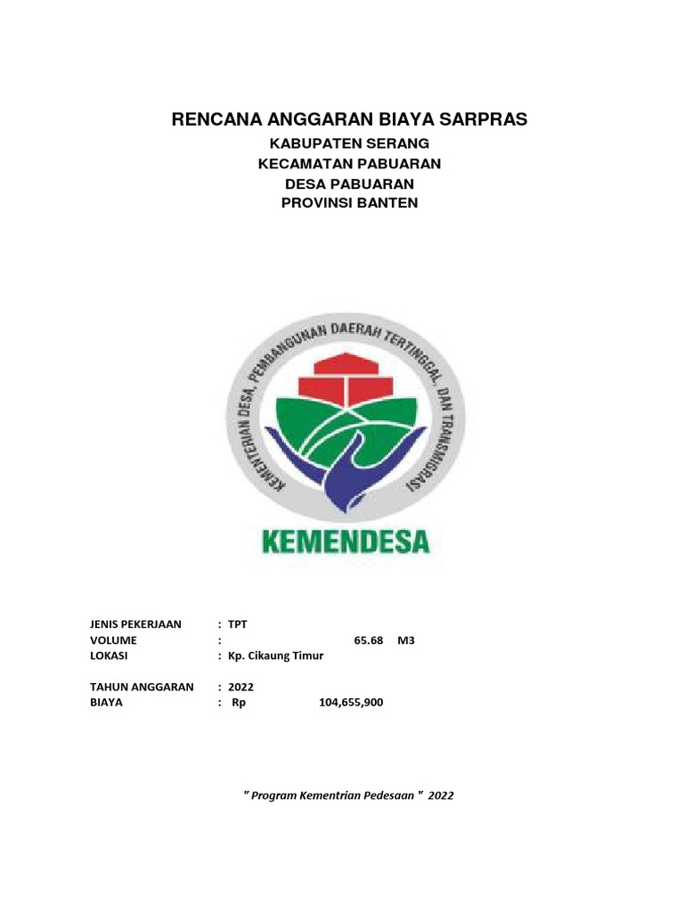 RAB Pekerjaan TPT Kp. Cikaung Timur | PDF