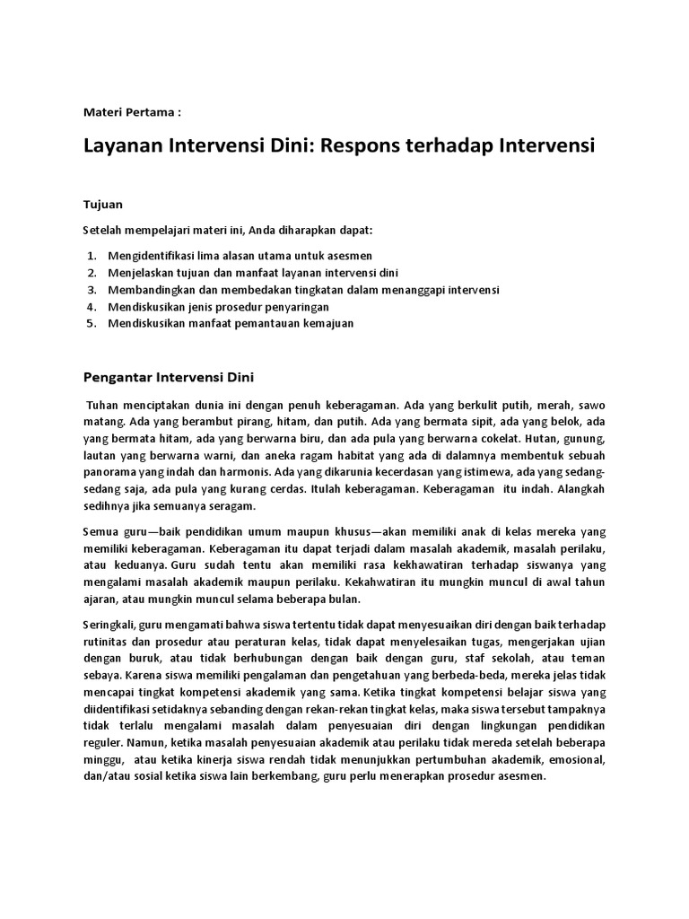 Layanan Intervensi Dini | PDF