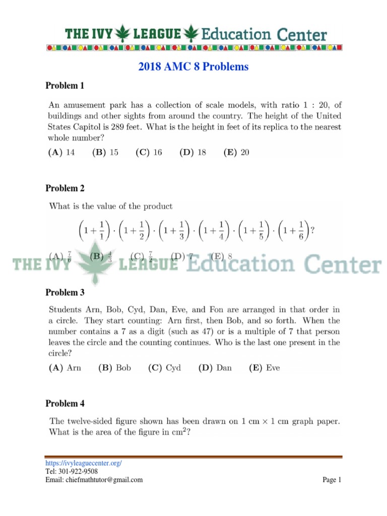2018 Amc 8 Problems and Answers PDF