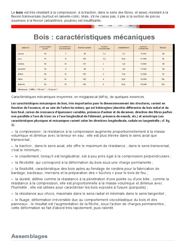 Résistance du bois et assemblages tourillons | PDF | Bois (matériau de ...